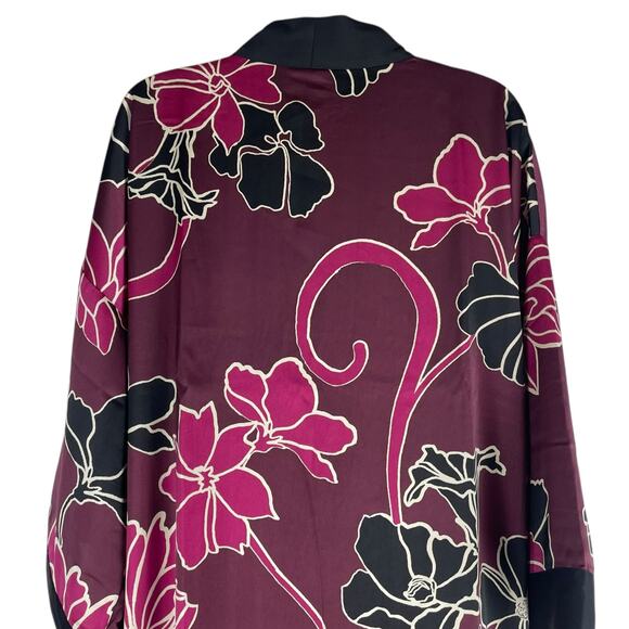 Chico's Travelers Floral Printed Kimono Jacket Deep Chianti Size L/XL - Picture 9 of 11